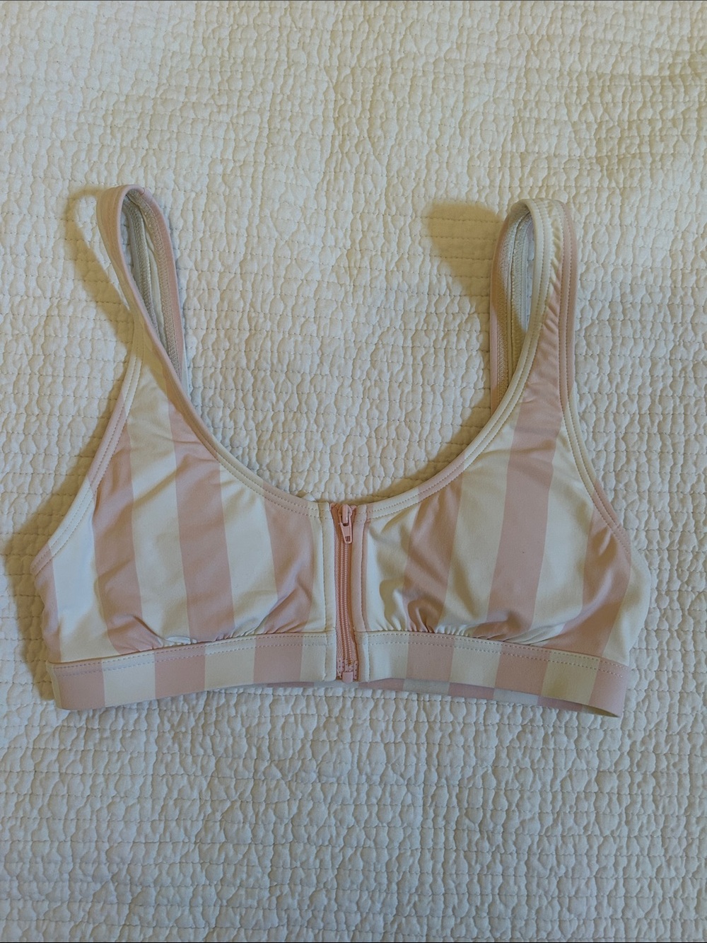 Billabong Front-Zip Striped Bikini Top